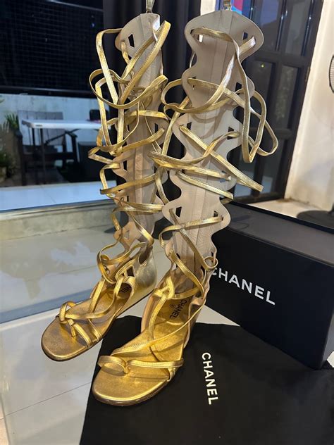 chanel sandali gladiatore|Chanel gladiator sandals.